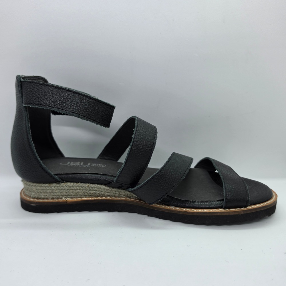 JBU by Jambu Riviera Black Leather Strappy Wedge Sandals JB17RIV01 Womens 6M - Picture 10 of 10